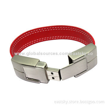 Custom Leather Wristband Style USB Drive, No Driver Needed, Over Ten Years of Data Retention
